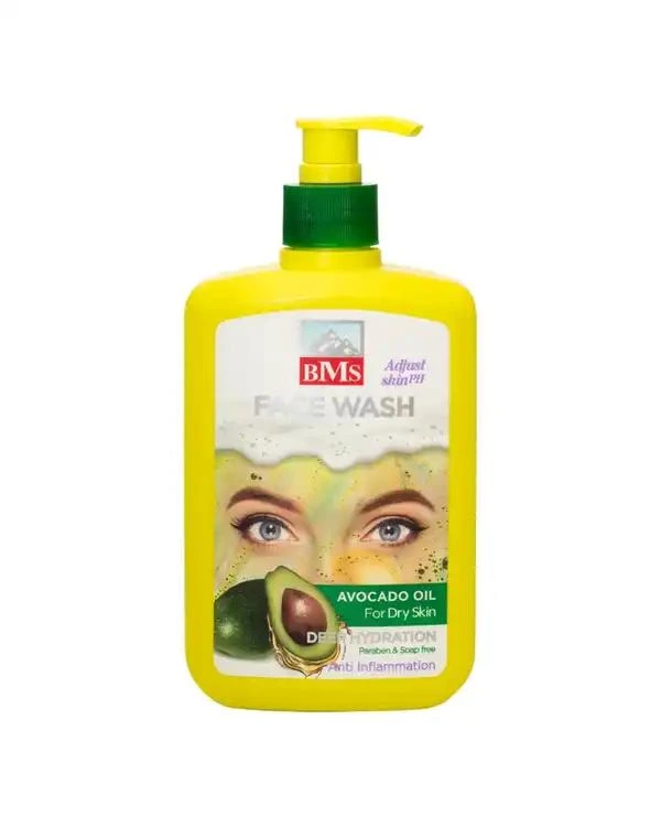 facewash avocado ژل شستشوی صورت بی ام اس BMS مناسب پوست خشک حاوی عصاره آووکادو حجم 500ml - تصویر 1